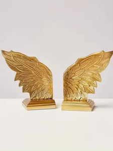 Exclusive Quality Gold and Brown Color for Gifting Affordable Price Anchor Bookend Best Design Metal and Acacia Wood <b>Book</b> Holder - Product Image 3