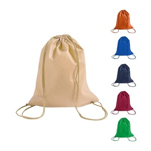 Mochila con cordón de ajuste, color naranja sólido, poliéster, informal, para gimnasio, unisex, ligera, plegable, duradera, correa ajustable, asa suave - Product Image 3