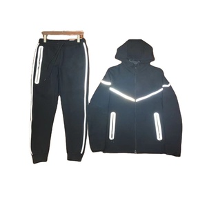 Sudaderas deportivas informales para hombre, conjunto de pantalones de chándal y chaqueta, chándal de diseñador, 2 uds., chándal reflectante grueso de algodón para hombre - Product Image 2
