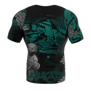 Logo personnalisé imprimé par Sublimation MMA BJJ, protection contre les éruptions cutanées de surf, à manches longues, fabricants OEM, protection contre les éruptions cutanées - Product Image 1