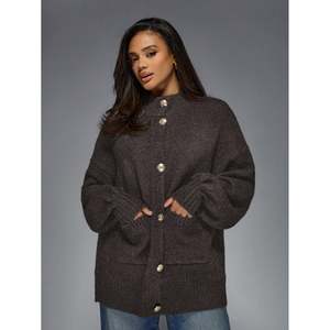 Cárdigan Largo de Invierno para Mujer con Cuello Alto Simulado, Botones Frontales, Mangas Murciélago y Tejido de Punto - Product Image 5