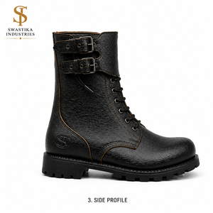Bottes Tactiques de Défense en Cuir Noir – Fermeture à Lacets Toutes Saisons - Product Image 3