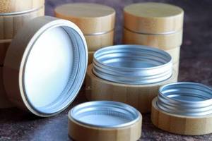 Customizable Modern Round Aluminum Cream Jar with Wooden Cover and Lid for Home or Hotel Decorative Purpose - Product Image 4