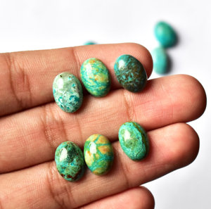 Chrysocolle calibré forme ovale pierres précieuses en vrac cristal Cabochon pierres précieuses en vrac de qualité supérieure 5-3mm à 20-15MM pour la fabrication de bijoux - Product Image 3