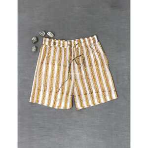 กางเกงขาสั้นผ้าฝ้ายพิมพ์ลายบล็อก 100% - ไซส์เล็ก เอวกลาง ระบายอากาศได้ดี พร้อมลวดลายตกแต่ง - Product Image 2