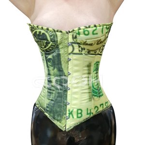 Corset Bustier à imprimé billets de dollar en gros, corset sur le buste, à armatures en acier, sculptant la taille, corseterie - Product Image 1