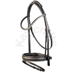 Bride de dressage plate Florenz noire avec muserolle Comfort XS et pierres Crystal Swarovski Rivoli - Product Image 1