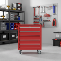 Chariot à outils mobile industriel à 5 tiroirs, armoire de rangement en acier verrouillable pour garage automobile, atelier, OEM ODM