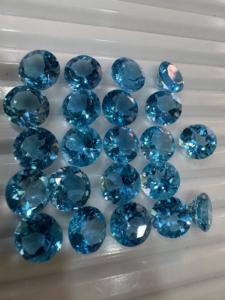 คุณภาพสูง8mm รอบเหลี่ยมเพชรพลอยหลวมธรรมชาติลอนดอนบลูโทปาซ - Product Image 4