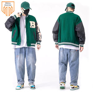 Unisex Vintage Varsity College sudadera chaqueta de hombre Stand Collar béisbol Streetwear con parche de logotipo frontal - Product Image 3