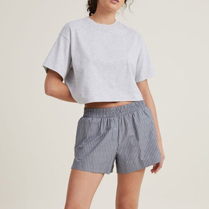 เสื้อยืดเอวลอยสำหรับผู้หญิงคุณภาพสูงเสื้อฤดูร้อนคอกลมแขนสั้นเสื้อยืดสำหรับผู้หญิง - Product Image 5