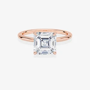 Anillo de Compromiso Petite Solitaire con Corte Asscher, Diamante Cultivado en Laboratorio con Oro de 14k, Anillos de Diamantes Únicos - Product Image 4