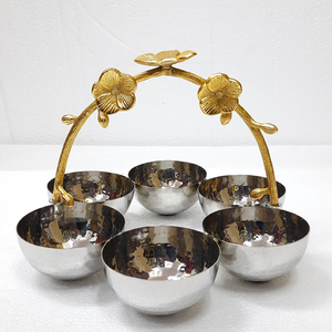 Platos y Cuencos Clásicos de Metal de Acero Inoxidable y Hierro con Diseño de Hoja Pulida Brillante y Baño de Cobre, Cuencos para Nueces - Product Image 5