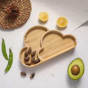 Assiettes en bois de bambou naturel fabriquées à la main de manière durable, assiettes de section de dîner pour bébé, ensemble de vaisselle pour enfants de la meilleure qualité - Product Image 4