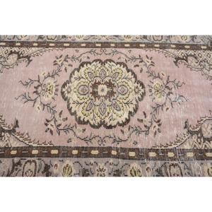 พรมตุรกีวินเทจขนาด 4.1x6.7 ฟุต, พรมปูพื้น, พรมลายพรางสีชมพู - Product Image 5