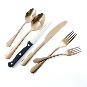 Vintage Style Rose Golden Design 6 Pieces Set Stamping Cutlery Tableware