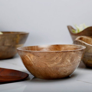 Cuenco de masa de madera de tamaño pequeño apilable duradero ecológico clásico hecho a mano decoración del hogar para exhibición de Camping fruta madera - Product Image 1