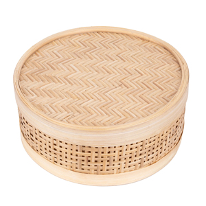 Scatola di immagazzinaggio rotonda in tessuto di bambù con coperchio fatto a mano scatola di bambù eco-friendly naturale decorazione per la tavola della casa all'ingrosso dal Vietnam - Product Image 6