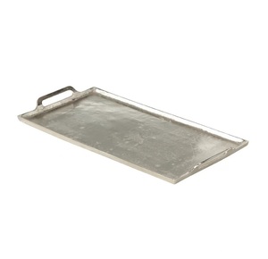 Tendance récente Utilisation commerciale Hôtel et Restaurants Plateau de table décoratif en métal Plateau de service rectangulaire couleur argent Logo personnalisé - Product Image 1