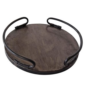 Best Selling Wooden Serving Tray With Metal Handles Wedding Party Tabletop Decorating Catering Service - Product Image 3