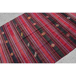 Alfombra tradicional de lana roja y negra de 5,4x10,8 pies, diseño de retazos turco Vintage hecho a mano para sala de estar, pasillo rectangular de látex - Product Image 5