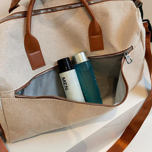 Bolsa de lona de cuero con logotipo personalizado con bolsillo húmedo Bolsa de viaje deportiva multifunción con almacenamiento de zapatos. - Product Image 3