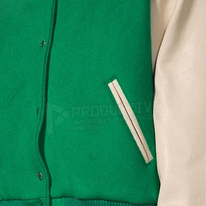 Men's Lightweight <b>Canvas</b> Leather Jacket with Stylish Lettermen Design <b>Long</b> Sleeves and Stand Collar for Winter Season - Product Image 5