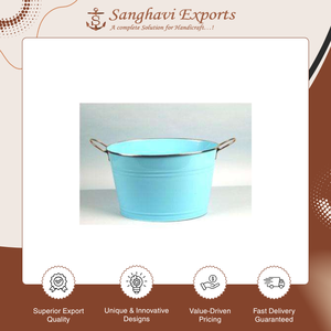 New Design Elegant Vintage Style Powder Coated Finish <b>Galvanized</b> Metal Flower Pot for Outdoor Home Garden and Nursery Decor - Product Image 3