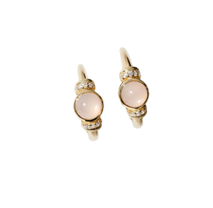 Pendientes de plata S925 chapados en oro de 14K con piedra lunar de melocotón y circonita cúbica, personalizables para venta al por menor, OEM, ODM desde Tailandia - Product Image 1