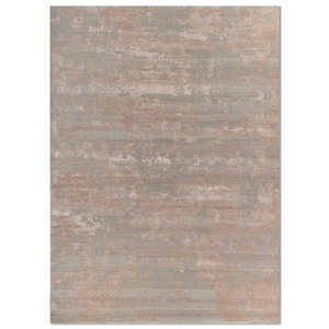 Tapis Kavi gris et noir en laine et soie de bambou noués à la main - Esk-431 - Tapis de cuisine élégants avec erreur de projet - Product Image 1