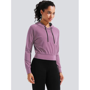 Sweat-shirt à capuche court sexy pour femmes, sweat-shirt à capuche court à manches longues en coton, pull décontracté de style urbain, coupe confortable - Product Image 3