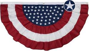 Drapeaux de fanionnerie extérieurs 1,5x5 pieds en polyester durable et imperméable, à suspendre, avec petites plis, drapeaux américains brodés d'étoiles - Product Image 2