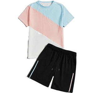 Ensemble d'été 2026 pour homme – Tenue décontractée couleur unie, t-shirt à manches courtes et short, streetwear, ensembles d'entraînement 2 pièces imprimés - Product Image 1