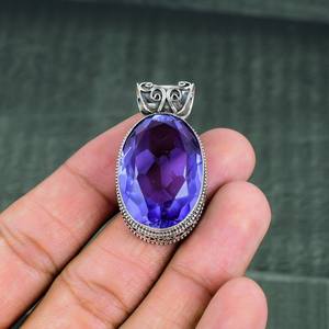 Colgante de tanzanita natural hecho a mano, colgante de plata de ley 925, joyería elegante, collar de piedras preciosas, regalo de joyería de diseñador antiguo - Product Image 2