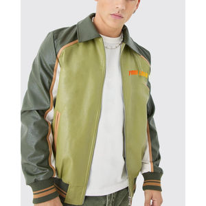 Venta al por mayor de manga larga de cuero Vintage béisbol Varsity chaqueta de invierno clásico universitario personalizado Letterman Varsity chaqueta para los hombres - Product Image 3