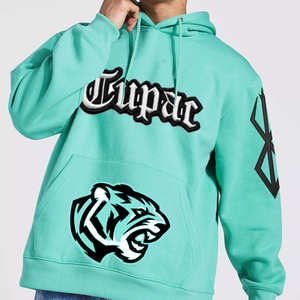 Sudaderas con Capucha de Gran Peso (500 g/m²) Fabricadas en 100% Algodón, Hombros Caídos, Estilo Holgado con Estampado Puff para Hombre - Product Image 1