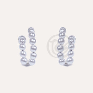 Boucles d'oreilles créoles YFB E269 P en acier inoxydable perlé, bijoux de mode - Product Image 1