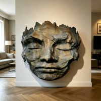 Escultura de Rostro Abstracta Moderna en Metal para Decoración de Pared, Estatua de Máscara Humana 3D de Lujo para Decoración de Hogar, Hotel y Sala de Estar