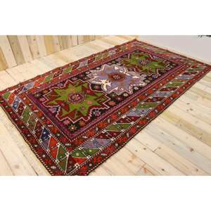 Grand tapis turc de 5,6 x 9,5 pieds, tapis persan vintage rouge - Product Image 1