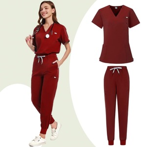 Femmes fermeture éclair ouverture gommage manteau col coton allaitement uniforme Spa vêtements de travail médecin salopette pour professionnels médicaux vétérinaires - Product Image 2