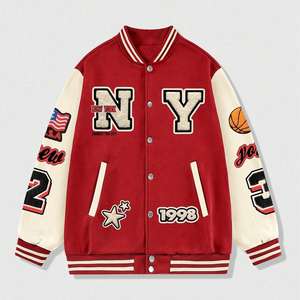 Rainbow <b>Spray</b> Custom Streetwear Letter Embroidered Patch Long <b>Waterproof</b> Eco-Friendly Vintage Color Blocking Varsity Jacket for - Product Image 6