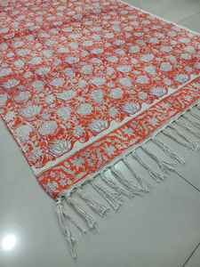 100% Cotton Hand <b>Block</b> Rugs Custom Made Floral Design for Multi-Purpose Use <b>Yoga</b> Table Covers Rituals - Product Image 6
