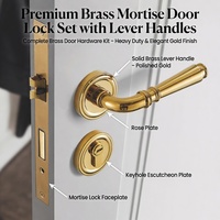 Poignée de porte intérieure Koppalive en laiton chromé pour chambre, entrée, salle de bain, bureau, hôtel, appartement, maison, avec serrure silencieuse
