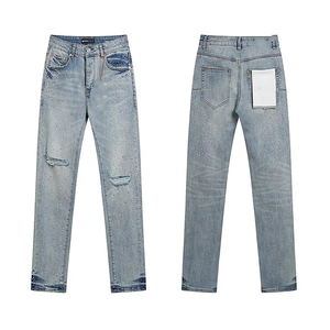 กางเกงยีนส์ทรงหลวมฟอกสีสไตล์วินเทจ แต่งแพทช์สีสันสดใสและประดับคริสตัล - Product Image 6