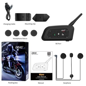 Intercomunicador para Casco de Motocicleta <span class=keywords><strong>EJEAS</strong></span> <span class=keywords><strong>V6</strong></span> PRO BT con Interfono de 800m, 6 Conductores, Función de Cambio de Intercomunicador, Reducción de Ruido CVC - Product Image 1