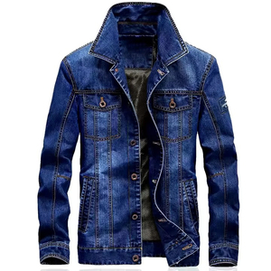 High Quality <b>Men</b> Denim Jacket New Arrival Stylish Winter Warm <b>Ripped</b> Pocket Plus Size Button Front <b>Jeans</b> Jacket Comfortable - Product Image 2