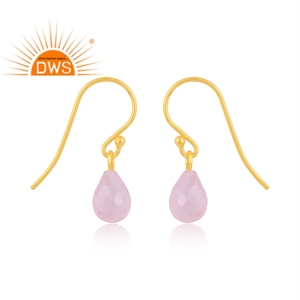 New Trendy Best Selling Sterling Silver Natural Rose Quartz Gemstone <b>Dangle</b> <b>Earring</b> Jewelry Manufacturer - Product Image 3