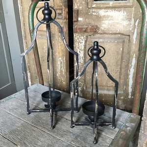 Faroles rústicos de madera y hierro negro - Product Image 1