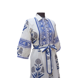 Hermoso Vestido Mini de Verano para Mujer, 100% Algodón, Manga Larga, Cuello en V, Estampado Floral Digital, Estilo Casual para Fiesta, Silueta en Línea A - Product Image 5