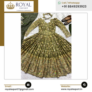 กางเกงผ้าไหม Anarkali Kurti และ Dupatta พร้อมงานปัก - Product Image 4